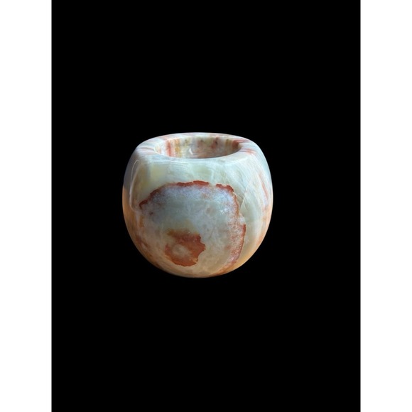 Vintage Onyx Candle Holder Cream/Brown/White Beautiful Unique Yea Candle Holder - Picture 5 of 8